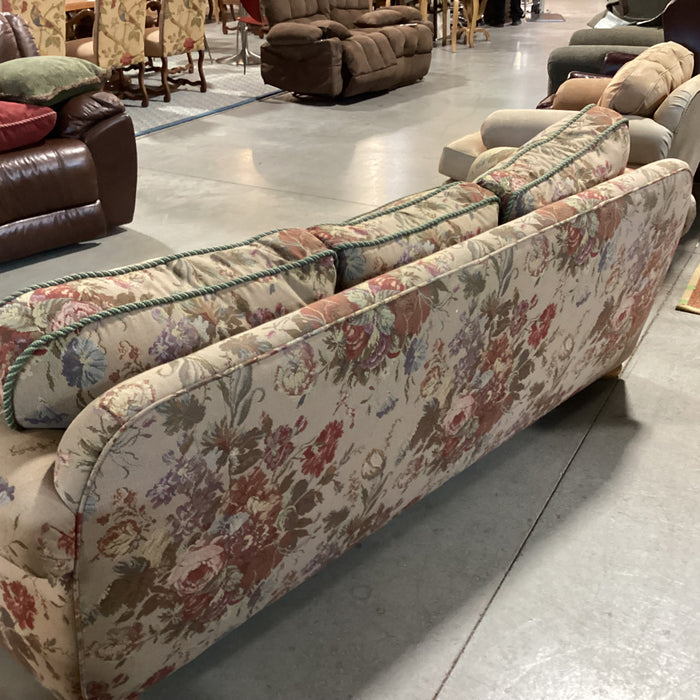 D. Langston Floral Needle Point Style with Piping & Down Mix Sofa 86"x 39"x 29"