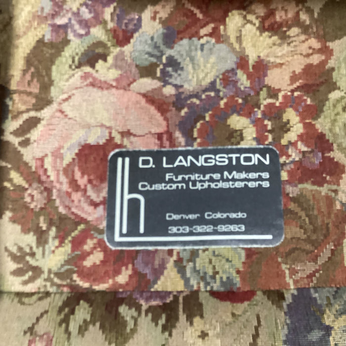 D. Langston Floral Needle Point Style with Piping & Down Mix Sofa 86"x 39"x 29"