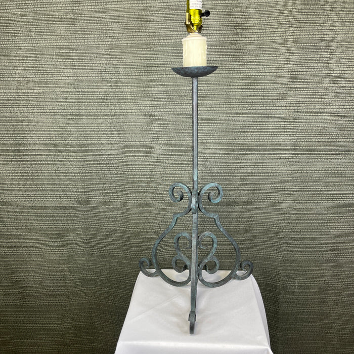 Dana Creath Verdigris Iron Scroll Tripod Table Lamp 12"x 12"x 27"
