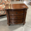 Dark Finish Carved Wood Column Detail 3 Drawer Nightstand 26"x 18"x 26.5"