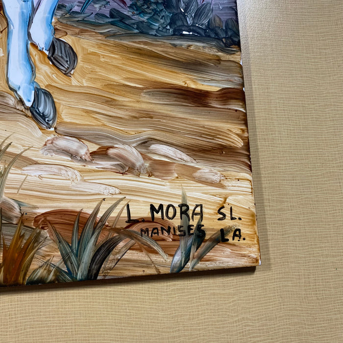 Don Quixote Handpainted Terra Cotta Backsplash Signed 12-8"x 8" Tiles, 12-3"x 3" Tiles