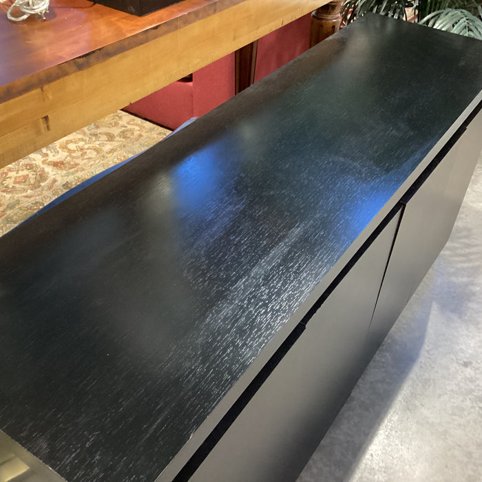 Ebony Finish Veneer 4 Door with Shelves Console Credenza 62.5"x 17.5"x 30"