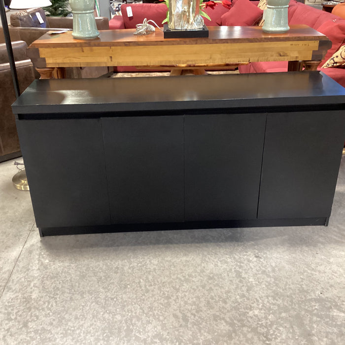 Ebony Finish Veneer 4 Door with Shelves Console Credenza 62.5"x 17.5"x 30"