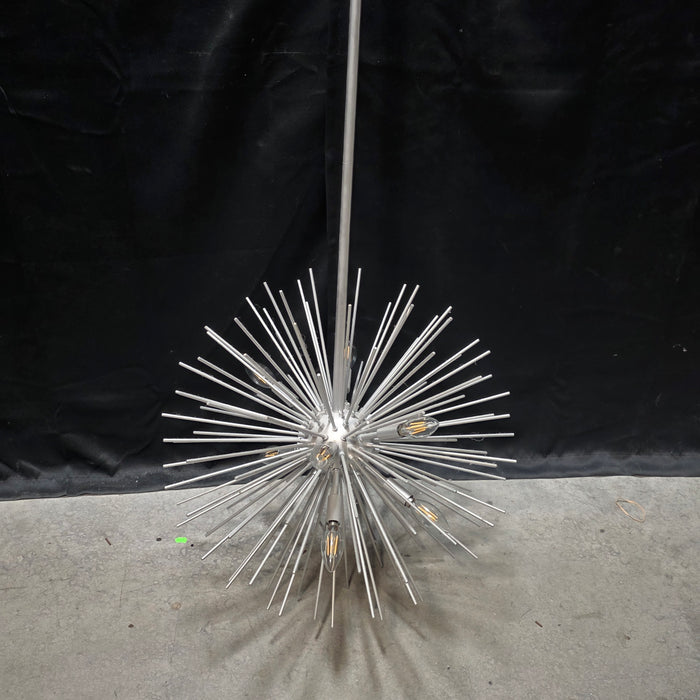 Eight Light Nickel Sputnik Mid-Century Modern Ceiling Light 22"Dx90"