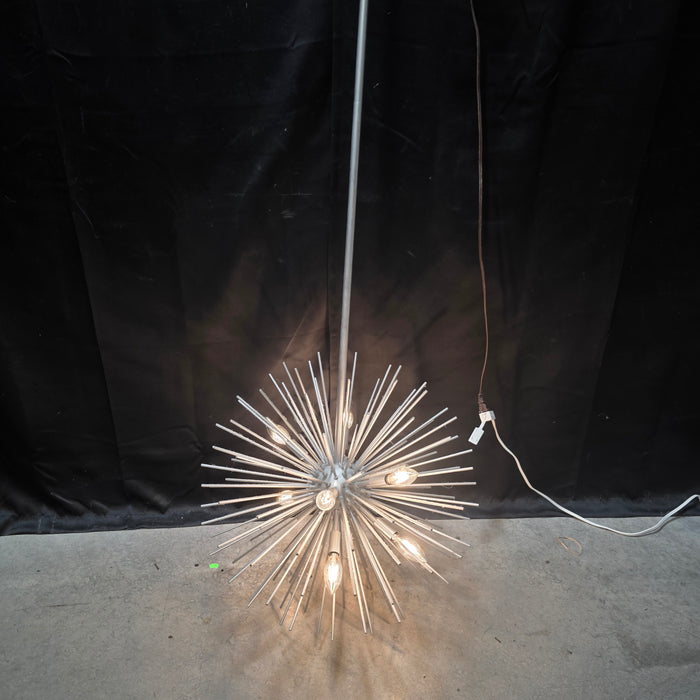 Eight Light Nickel Sputnik Mid-Century Modern Ceiling Light 22"Dx90"