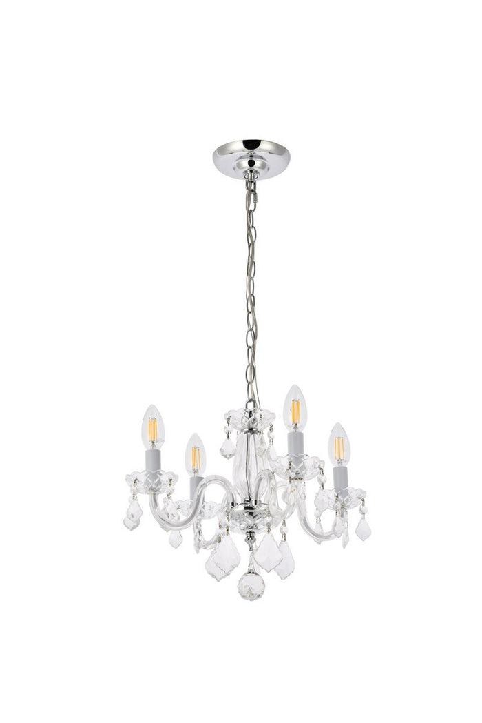 Elegant Lighting V7804D15C/RC Rococo 4-Light 15" Crystal Chandelier | Chrome