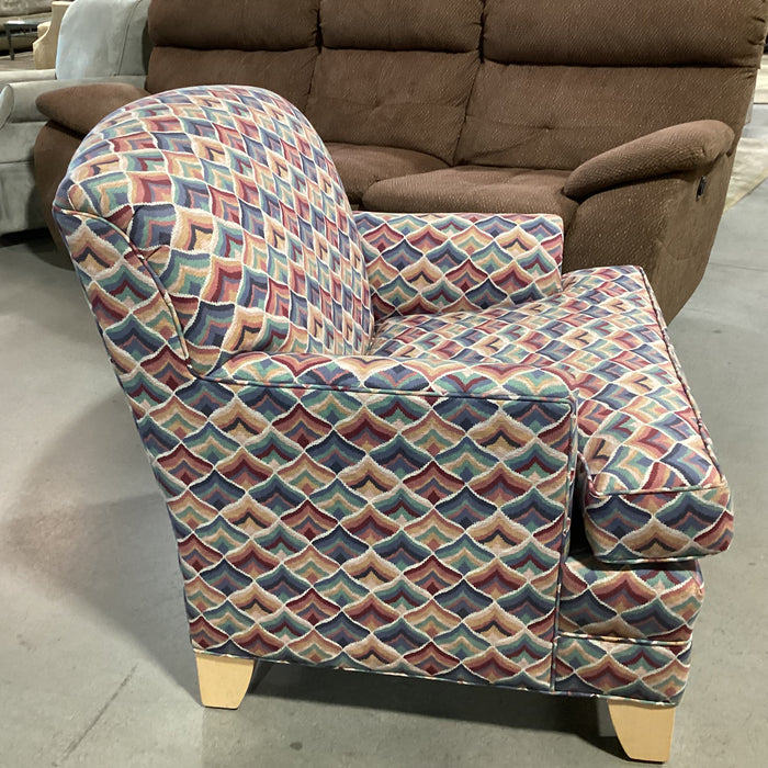 Ethan Allen Blue Red Pink Green Fan Design Chair 34"x 32"x 35"
