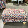 Ethan Allen Blue Red Pink Green Fan Design Ottoman 34"x 22"x 17"