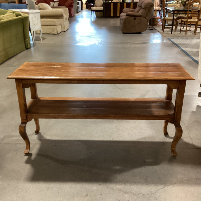 Ethan Allen Distressed Carved Wood 2 Tiered Console Sofa Table 54"x 17"x 28"