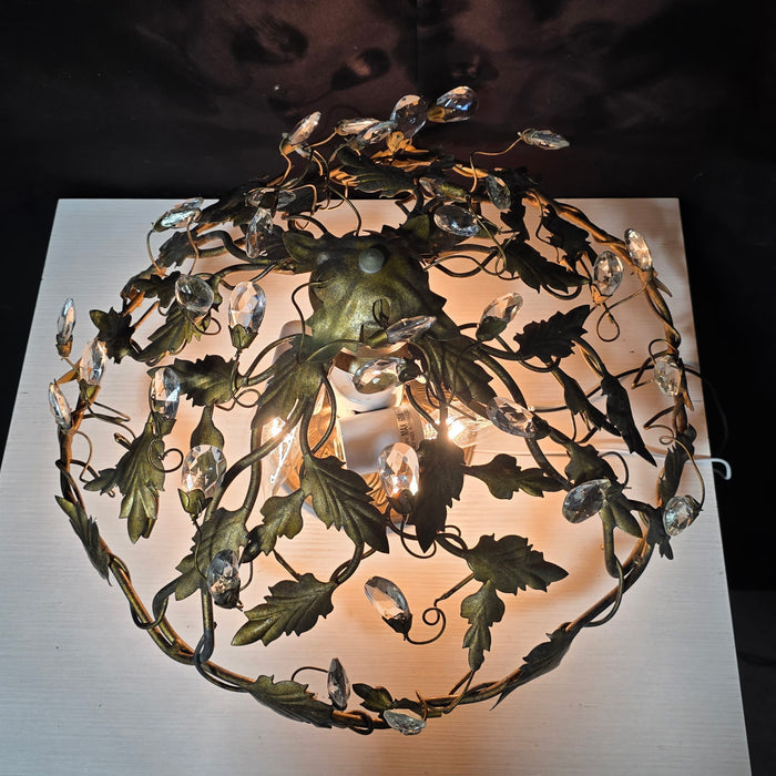 Floral Crystal Gold Leaf Light 17"x 10"