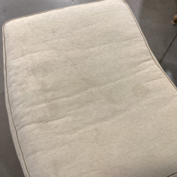 French Provincial Style Carved Antiqued Washed Wood & Wheat Raised Texture with Ottoman Chair 36"x 38"x 42"