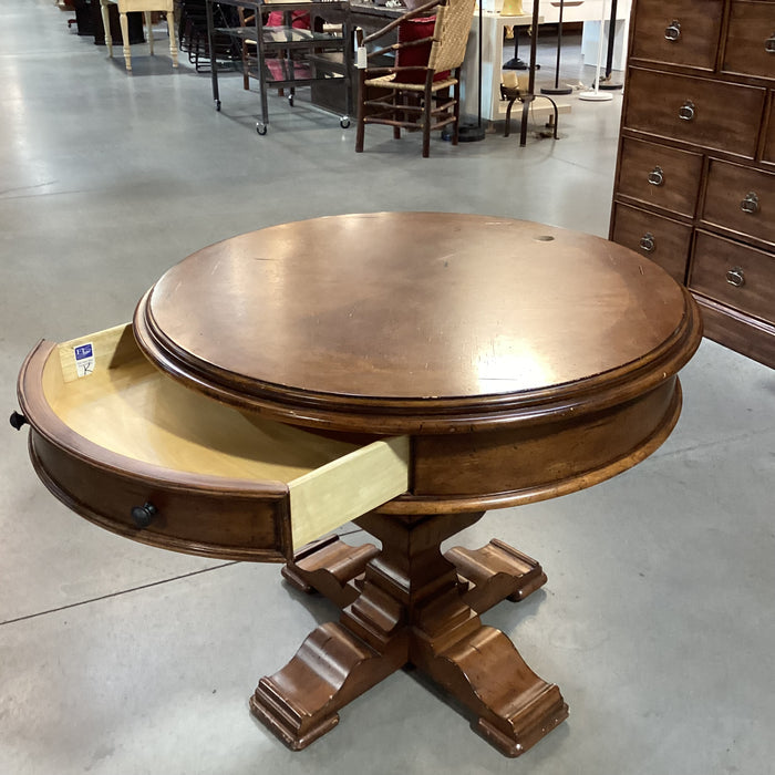 Furniture Land South Round Finished Veneer & Wood 1 Drawer Accent Table 36" Diameter x 30"