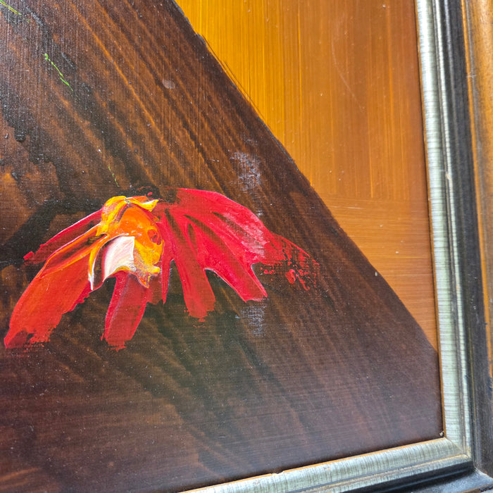Garret Signed MCM Vase With Flowers Painting 25 1/4" x 37"