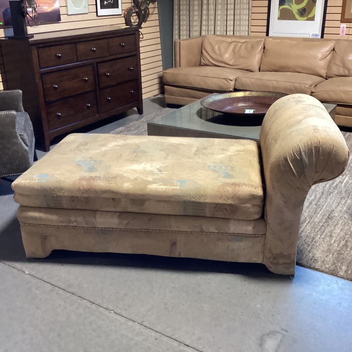 Golden Multi Textured Upholstery Roll Back Chaise Sofa