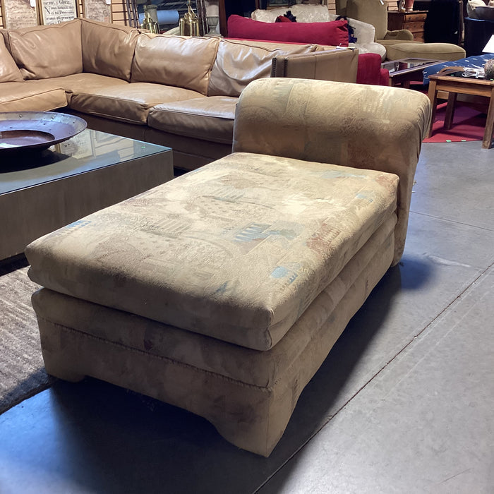 Golden Multi Textured Upholstery Roll Back Chaise Sofa