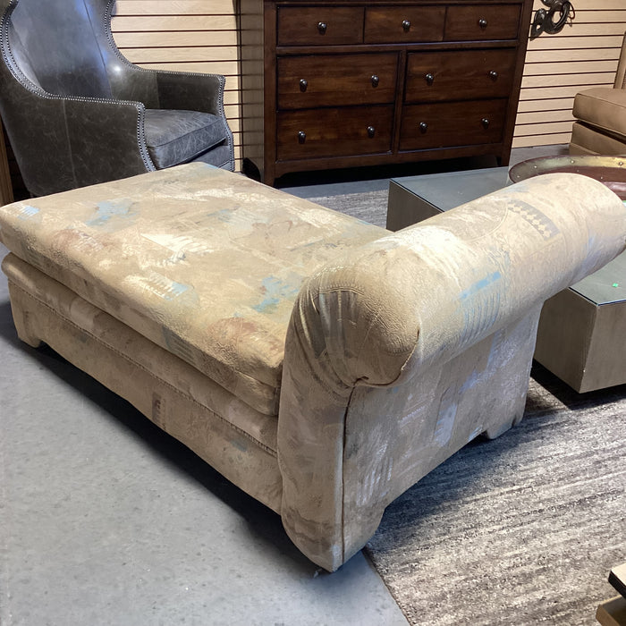 Golden Multi Textured Upholstery Roll Back Chaise Sofa