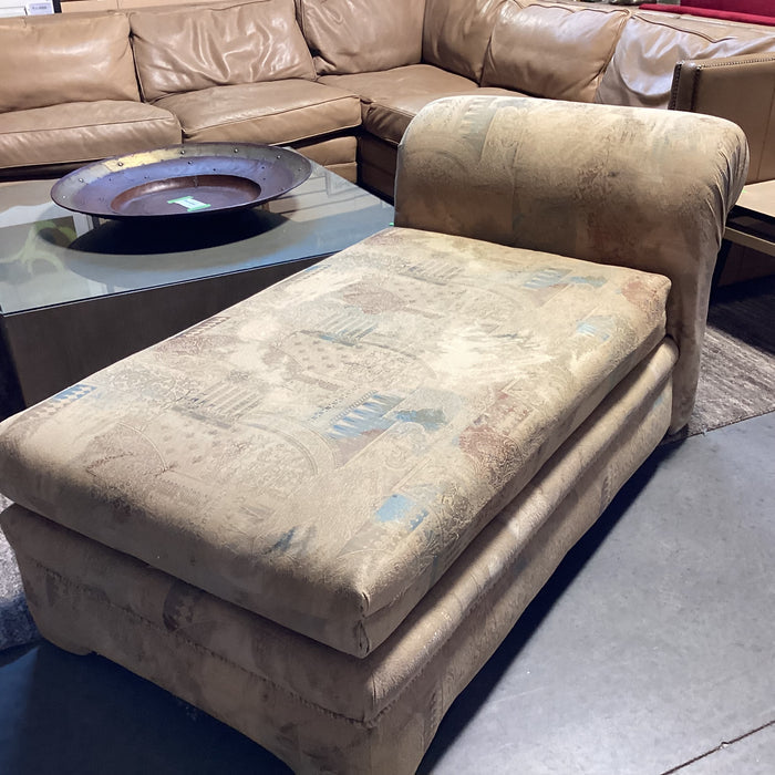 Golden Multi Textured Upholstery Roll Back Chaise Sofa