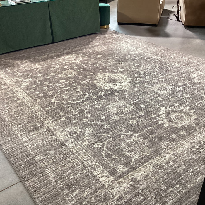 Grey & Ivory Design with Rubber Backing Poly Rug 10'x 12'