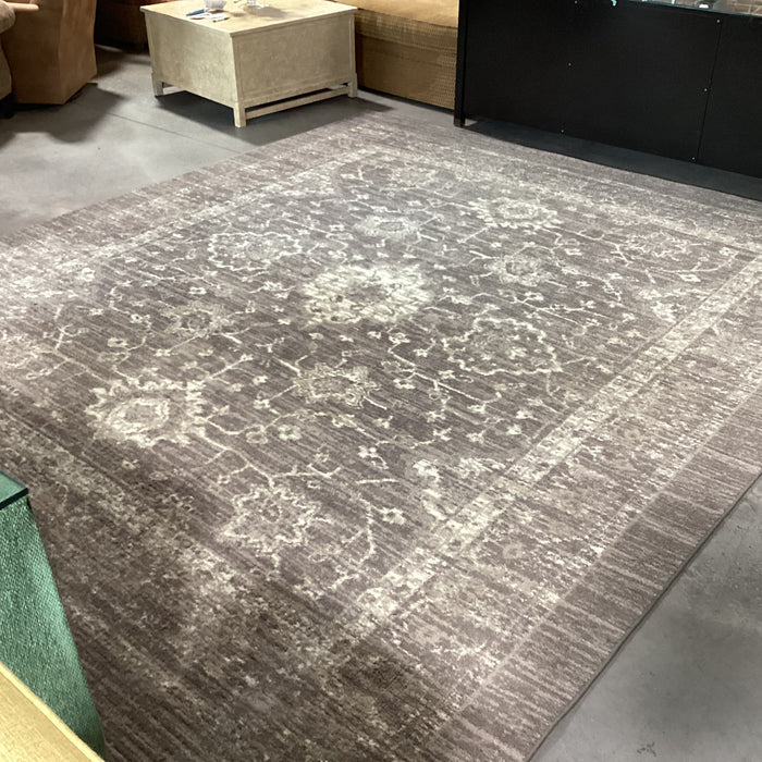 Grey & Ivory Design with Rubber Backing Poly Rug 10'x 12'