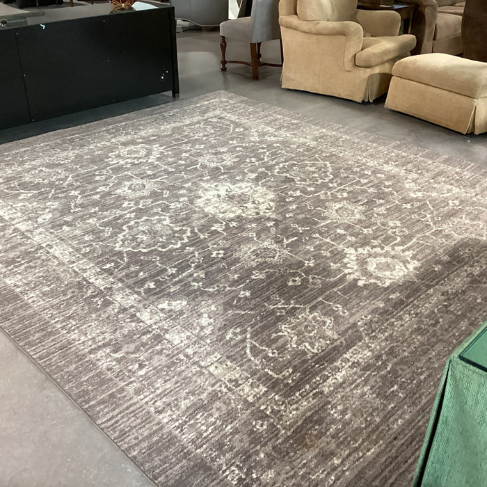 Grey & Ivory Design with Rubber Backing Poly Rug 10'x 12'