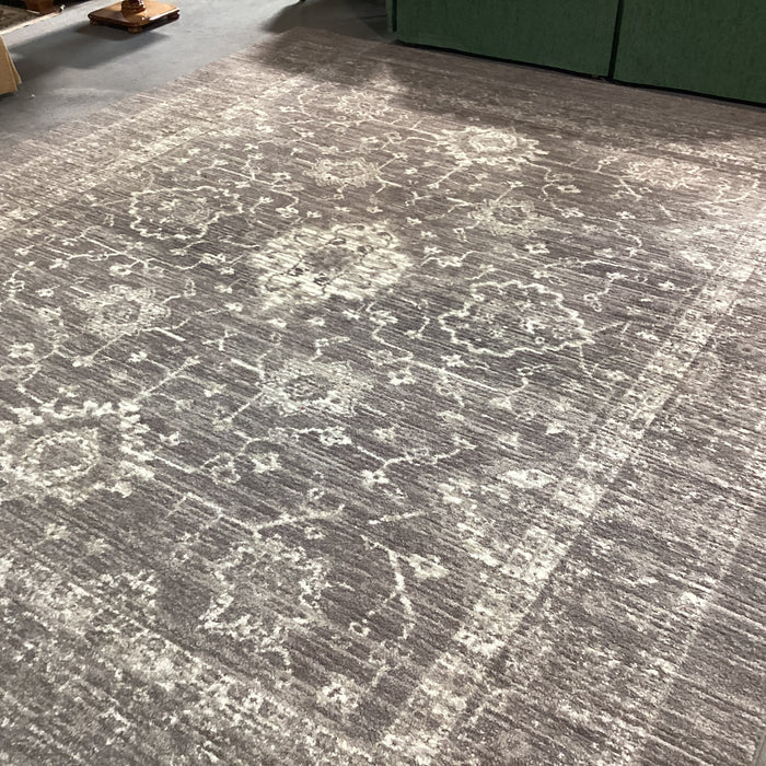 Grey & Ivory Design with Rubber Backing Poly Rug 10'x 12'
