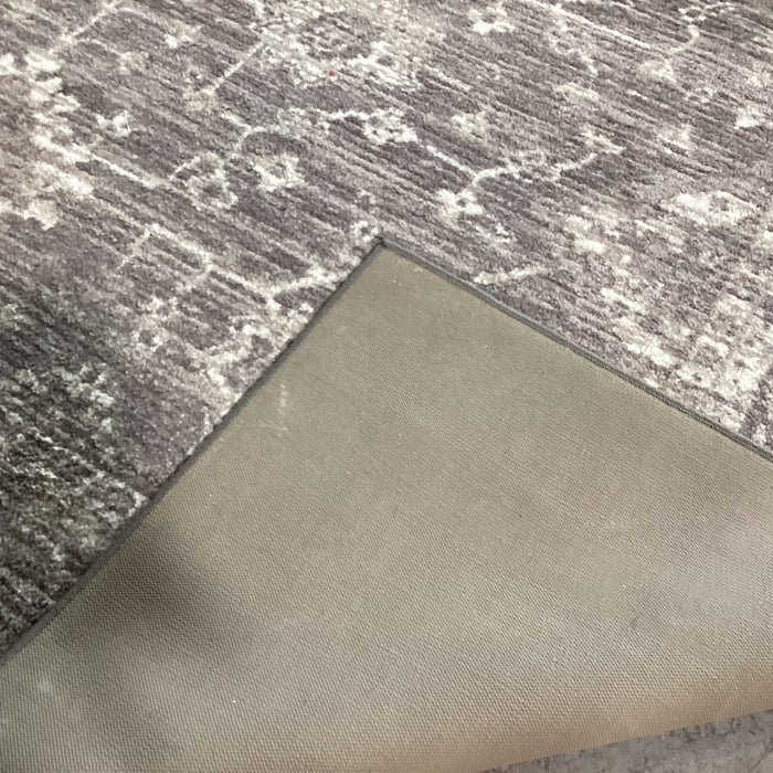 Grey & Ivory Design with Rubber Backing Poly Rug 10'x 12'