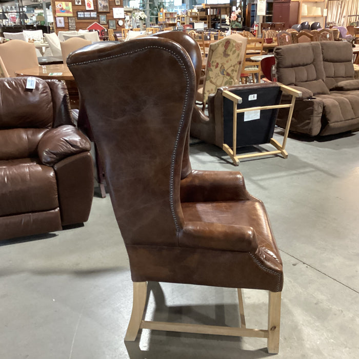 Halo Asia Ltd Distressed Leather Nailhead High Back Wing Chair 31"x 32"x 51"