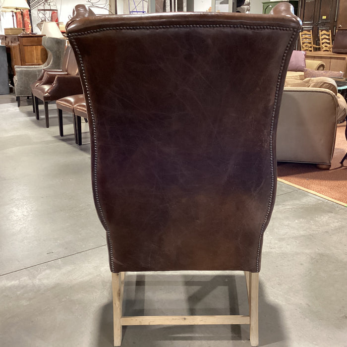 Halo Asia Ltd Distressed Leather Nailhead High Back Wing Chair 31"x 32"x 51"