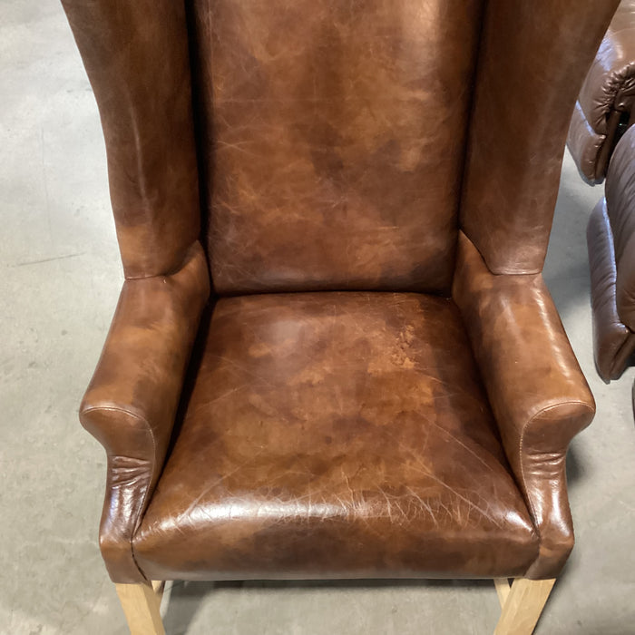 Halo Asia Ltd Distressed Leather Nailhead High Back Wing Chair 31"x 32"x 51"