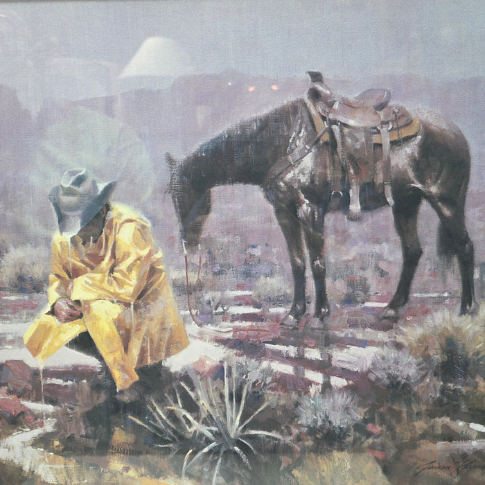 James Reynolds Lithograph "Waiting it Out" 33"x25"