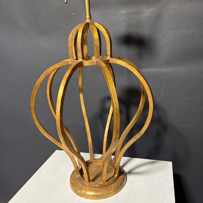 Jean Royere Style Gold Gild Iron Cage  Table Lamp