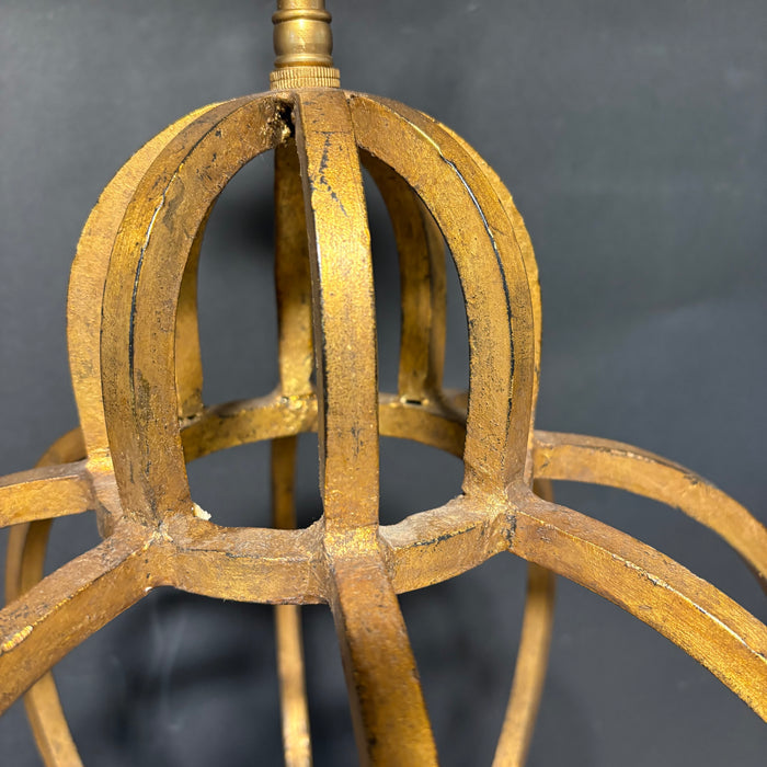 Jean Royere Style Gold Gild Iron Cage  Table Lamp