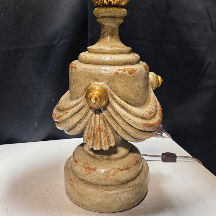 John James Inc. Vintage Table Lamp with Gold-Cream Shade 17"x12"x27"