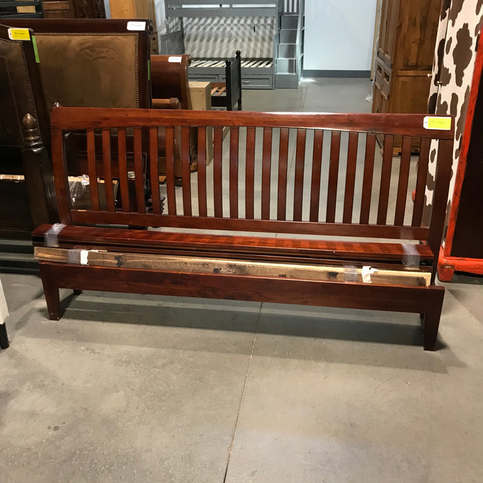 King Solid Wood with Dark Red Finish Bed Set 78"x 88"x 42"