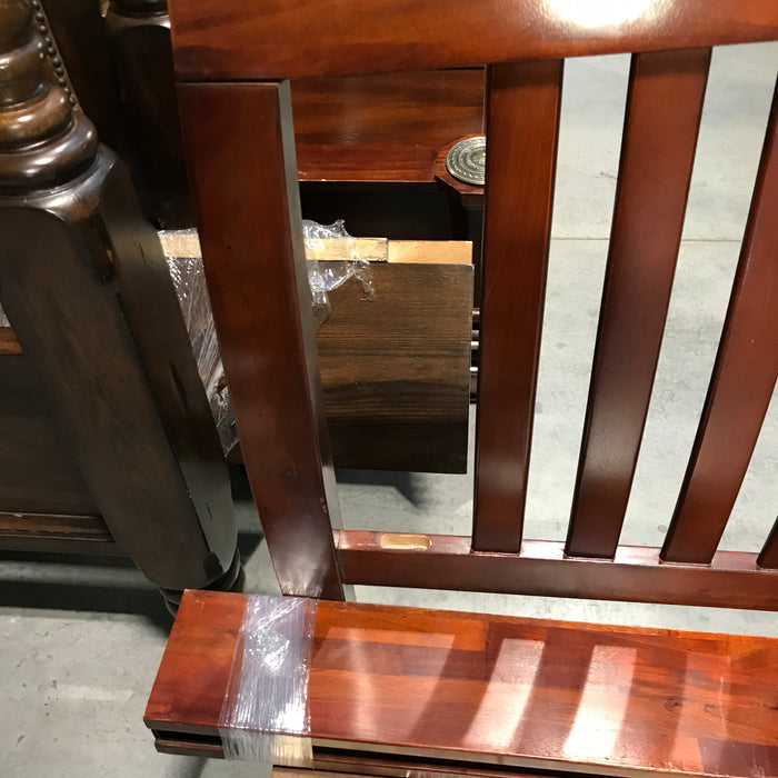 King Solid Wood with Dark Red Finish Bed Set 78"x 88"x 42"