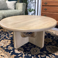 Light Oak Veneer Round Coffee Table 36" Diameter x 17"