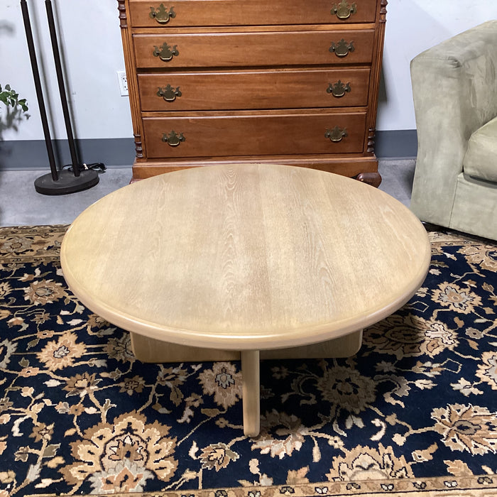 Light Oak Veneer Round Coffee Table 36" Diameter x 17"