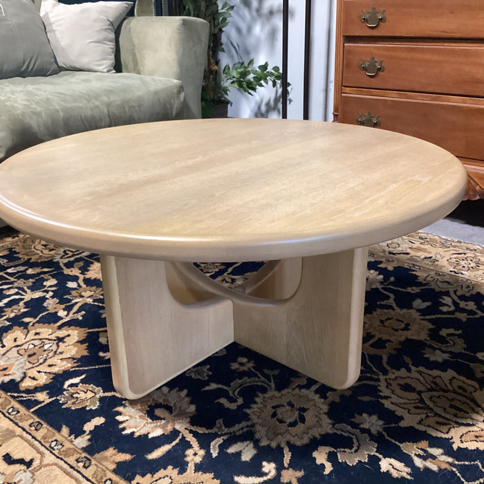 Light Oak Veneer Round Coffee Table 36" Diameter x 17"