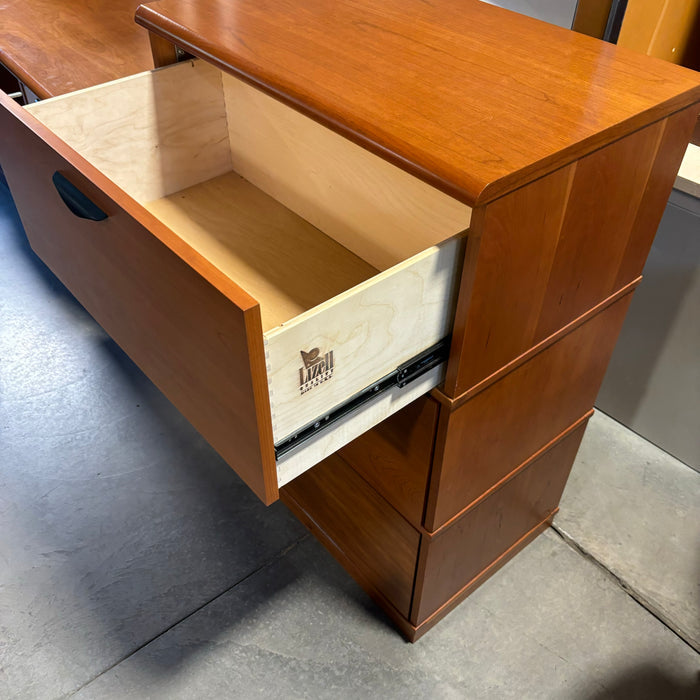 Lizell Quality Furniture Cherry Wood 3 Drawer Filing Cabinet 30.5"x 19"x 42"