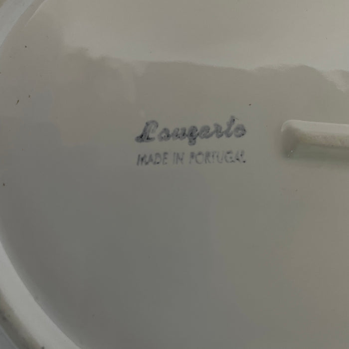 Loucarte Vintage Glossy White Ceramic Soup Tureen with Under Plate and Ladle, Made in Portugal