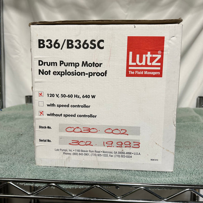 Lutz B36/B36sc DrumPump Universal Motor With Speed Control