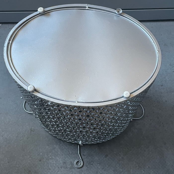 Mathiew Mategot Style Rigitulle Perforated Metal Lidded Hamper/End Table, 20"x 15"x 23"
