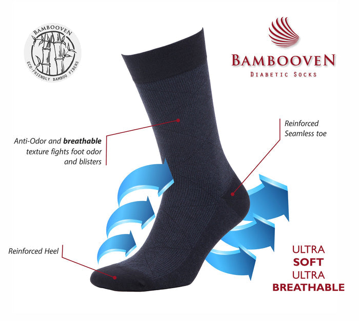 Men’s Bamboo Dress Socks 6-Pack, Black, Charcoal & Navy