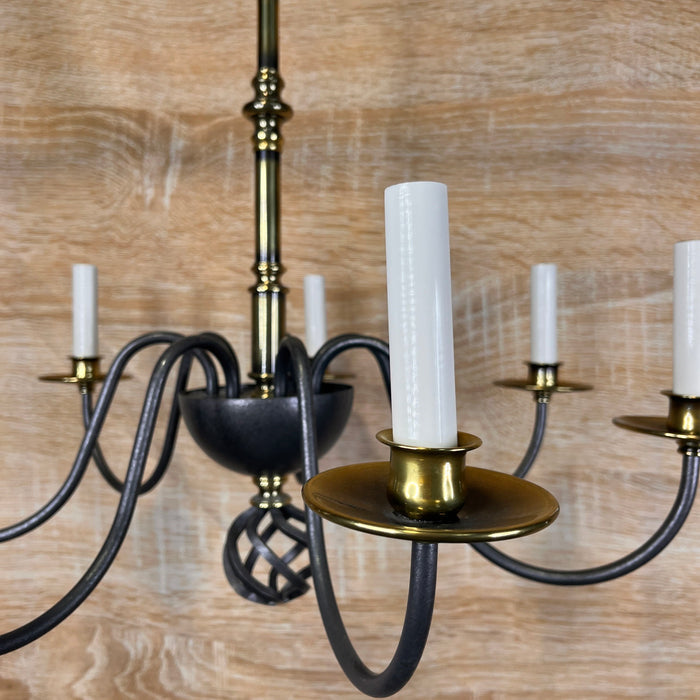 Mid-Century 7-Light Brass Candlabra Chandelier