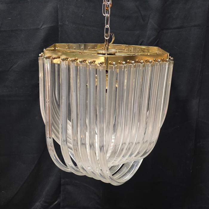 Mid Century Acrylic Lucite Ribbon Loop Chandelier Hollywood Regency Chandelier 19"Dx21"