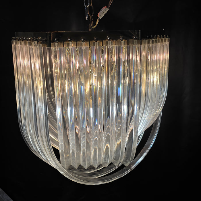 Mid Century Acrylic Lucite Ribbon Loop Chandelier Hollywood Regency Chandelier 19"Dx21"