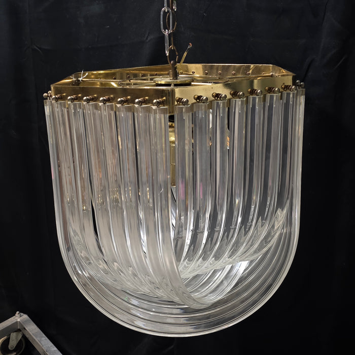 Mid Century Acrylic Lucite Ribbon Loop Chandelier Hollywood Regency Chandelier 19"Dx21"
