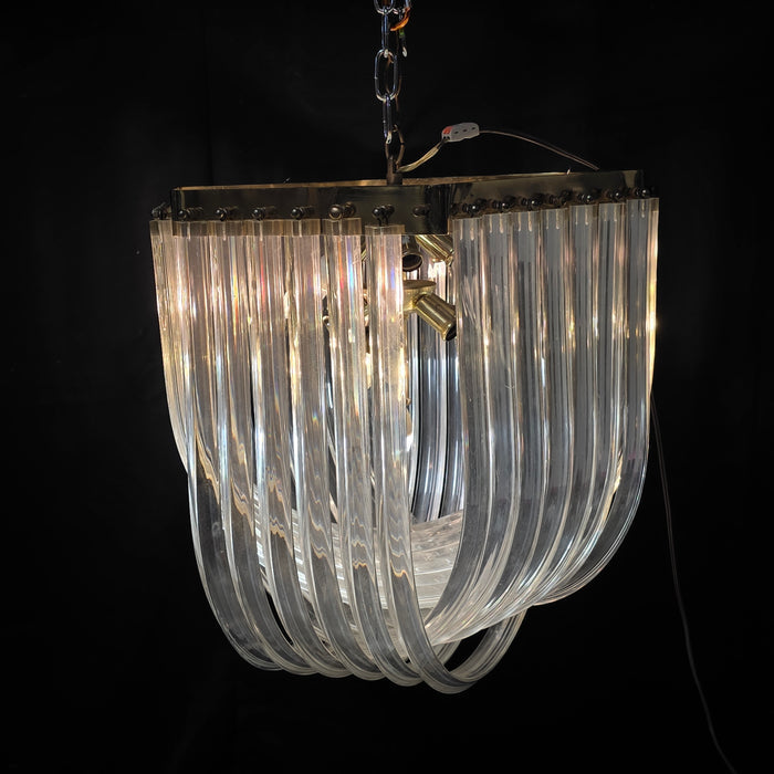Mid Century Acrylic Lucite Ribbon Loop Chandelier Hollywood Regency Chandelier 19"Dx21"
