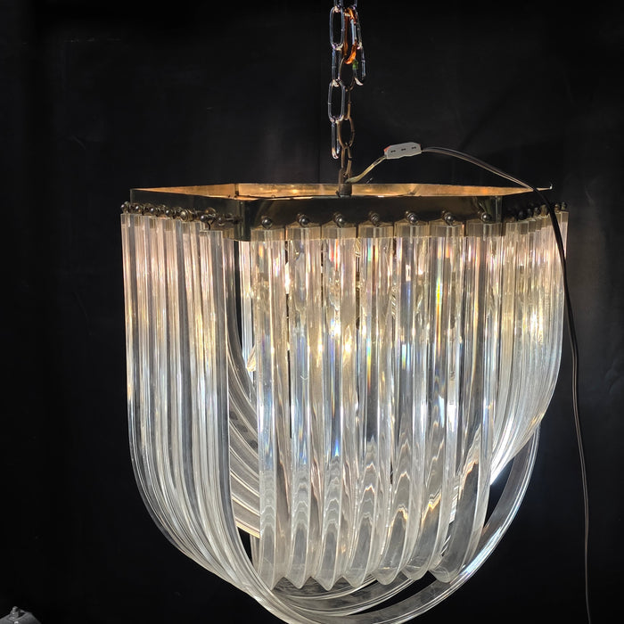 Mid Century Acrylic Lucite Ribbon Loop Chandelier Hollywood Regency Chandelier 19"Dx21"