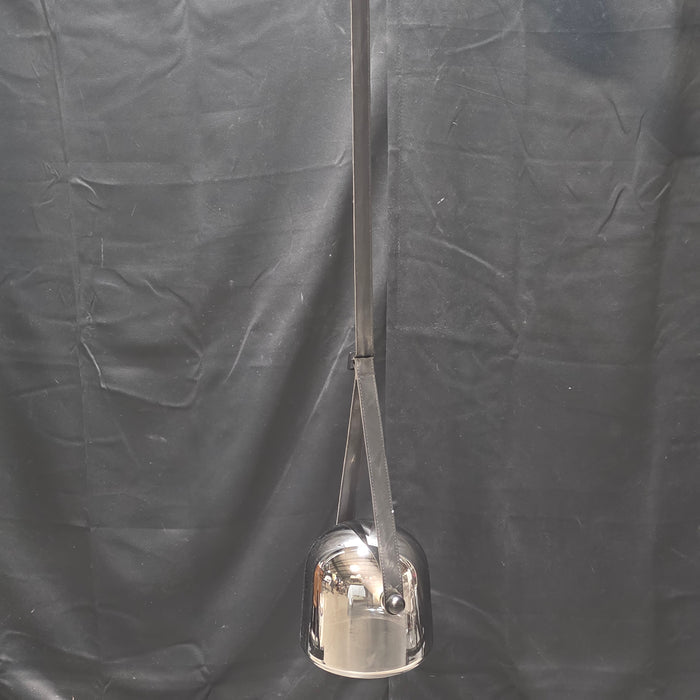 Mirrored Dome Pendant LED Light on Leather Straps 7"Dx42"